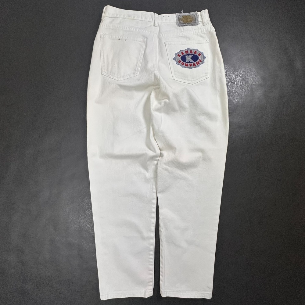 Vintage Kansas Company Jeans Mens 34x32 Ivory Straight Taper Emboidered 560 Y2k